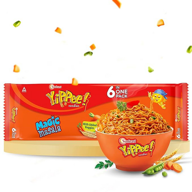 Sunfeast YiPPee! Magic Masala Instant Noodles 6 in 1 Pack 360g / 420g/435.6 g (Weight May Vary), 1개