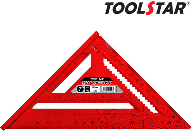 툴스타 플라스틱 삼각자 TS-PS-07 각도 측정 가이드 눈금표시 ABS 카리스툴, 1개