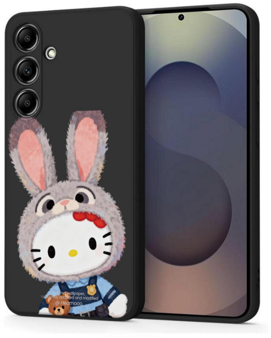 토끼 경찰로 변신한 헬로키티 블랙 실리콘 케이스