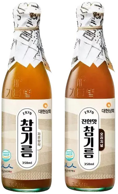 대현상회 브랜드관 60년전통 대현상회 저온압착 참기름 + 오리지널 진한맛 참기름 350ml x 2병, 2개
