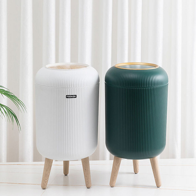 루이벤 템바캡슐 10L 원터치 버튼 쓰레기통 2color / 심플 라운드 휴지통, 그린