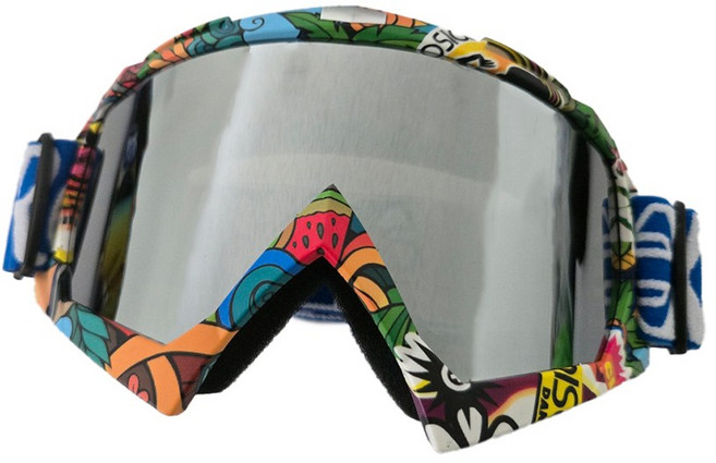 아트 그래피티 스키 스노우 오토바이 바이크 워터밤 방풍 UV400 고글, 1개, 실버C