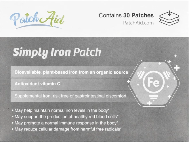 단백질 비타민 철분 마그내슘 칼슘 PatchAid Simply Iron 패치 30매 고루고루섭취해주세요, 1개 - 쿠팡