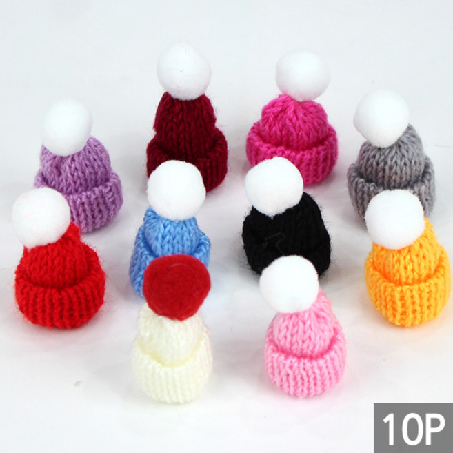 화분 크리스마트 트리 소품 장식 미니 방울 털모자 꾸미기 인테리어 가든픽 스투키, 혼합, 10개