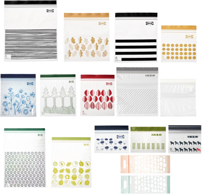 이케아 이스타드 지퍼백 주방 위생비닐팩, 8.레드나뭇잎(25매)805.255.32 +행주, 1개