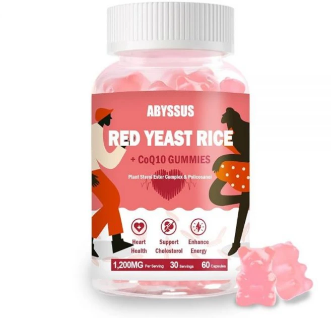 ABYSSUS CoQ10 젤리가 함유된 레드 효모 쌀 콜레스테롤용 1200MG 식물 스테롤 및 폴리코사놀 보충제 성인용 무설탕 60개, 151694 ABYSSUS CoQ10 젤리가 함유된 레, 1개 - 쿠팡