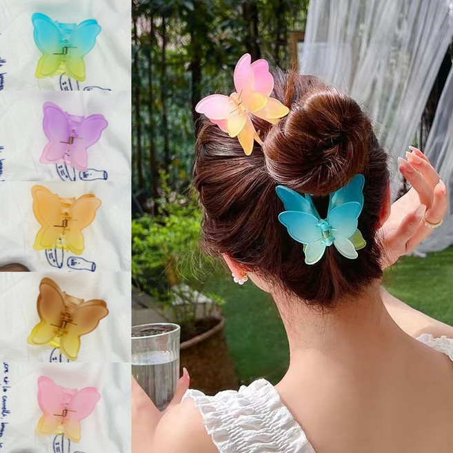 ZMBIRD 컬러풀 나비 모양 헤어 집게핀 중형 올림머리 5종세트 H4605