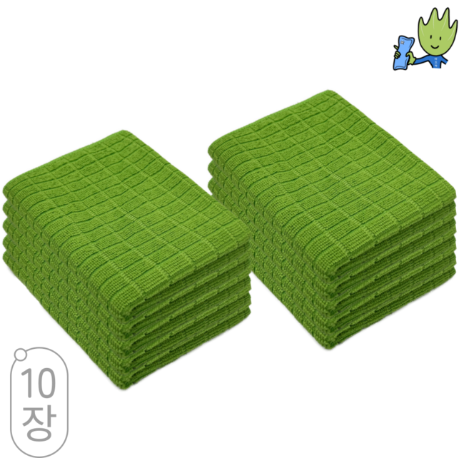 미라클디포 극세사 바둑 걸레, 10개, 그린