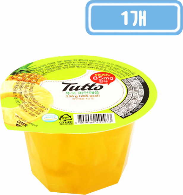 뚜또 파인애플 과일푸딩 디저트젤리 230g 1개