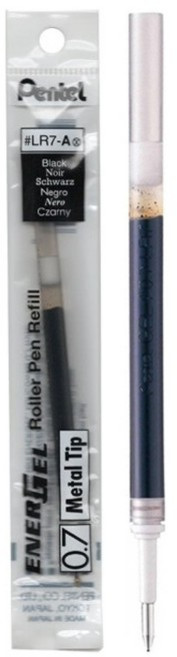 Pentel ENERGEL 美版日本製鋼珠筆替芯 0.7mm 黑LR7-A/紅LR7-B/藍LR7-C 原子筆芯, 1個, LR7-A(黑), 黑