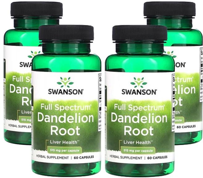 스완슨 풀스펙트럼 민들레 뿌리 515mg 60캡슐, 4개, 60정 - 쿠팡