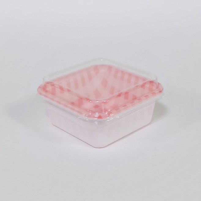 F-4 정사각 핑크 체크도시락, 1세트, 50개입