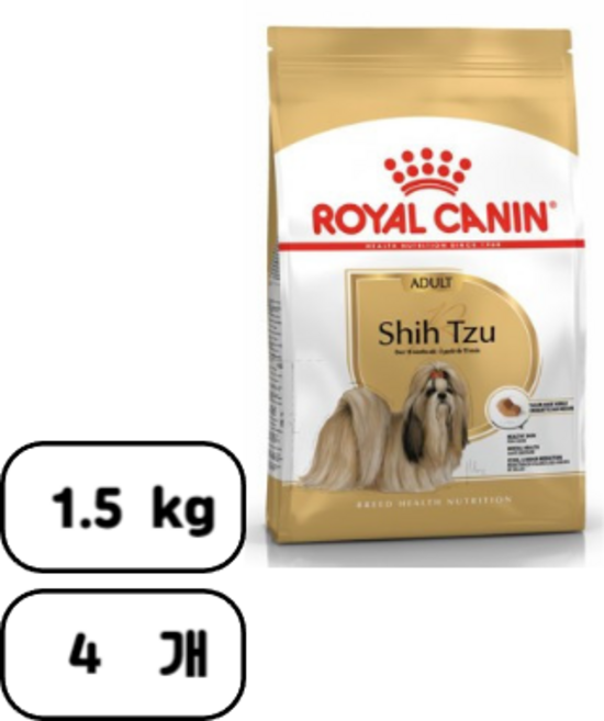 로얄캐닌 어덜트 곡물 인도어 시츄 사료, 1.5kg, 4개
