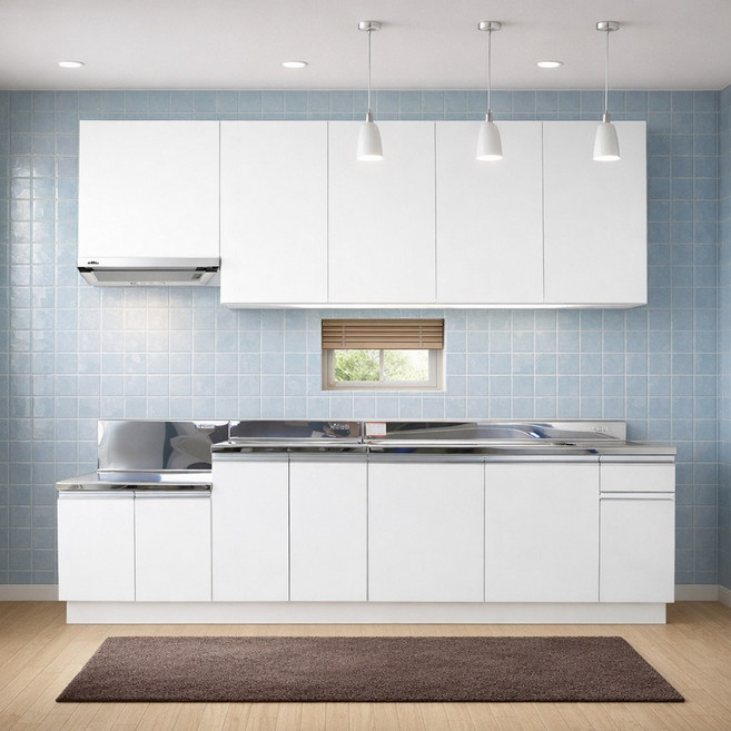 BS씽크 싱크대 상하부장세트 2400, 화이트오크유광, 상하부장2400우볼스텐세트