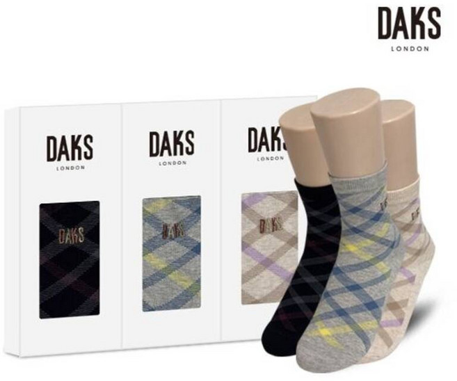 [백화점 정품] 닥스 DAKS 25SS 숙녀양말 3족 선물세트 면중목 사선체크 25403