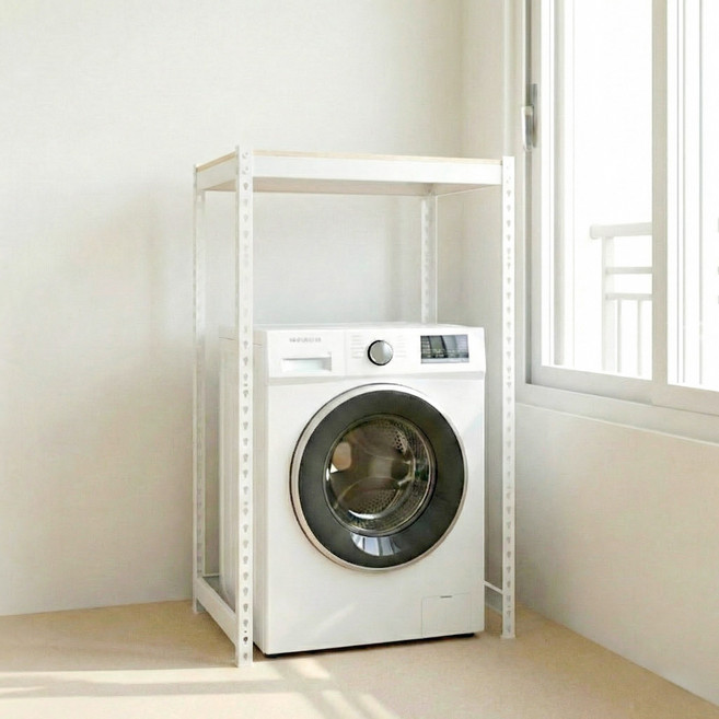 프라임앵글 김치냉장고 드럼세탁기 건조기 선반 펜트리 베란다 철제선반, 1.5단, 아이보리