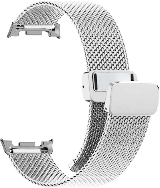 더조은셀러 D버클 밀레니즈 메탈 루프 밴드 갤럭시워치8 44 40 클래식 호환, 실버