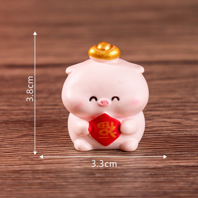 仙仙 魚缸裝飾招財小豬 可愛小圓豬 金幣豬 魚缸造景桌上擺飾, 01 福到