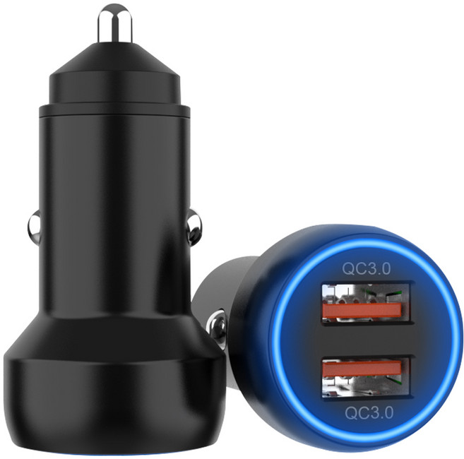 차량용 시거잭 36W 2포트 고속 충전기 USB-A, 블랙, 2개