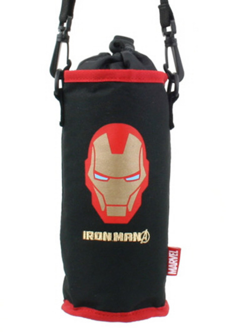 마블 아이언맨 아동용 물병 크로스 보냉 파우치 어벤져스 어린이집 유치원 소풍 물병주머니 새학기 준비물, 블랙, 1개
