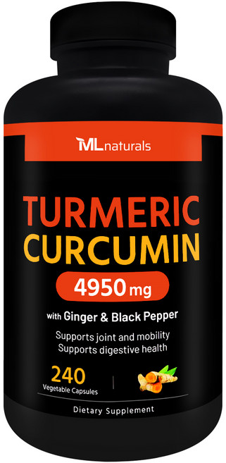 [미국빠른직구] 신제품 마이라이프 내추럴스 유기농 강황 커큐민 4950mg (진저+블랙페퍼), 1개, 240정