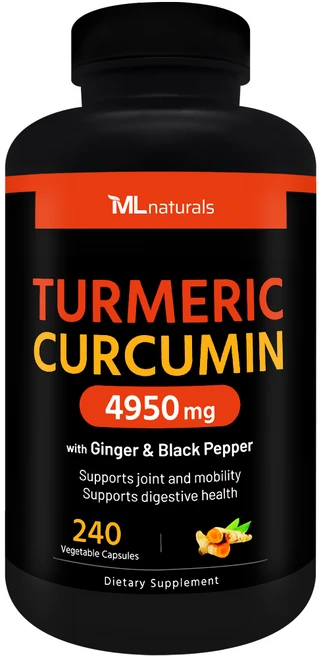 [미국빠른직구] 신제품 마이라이프 내추럴스 유기농 강황 커큐민 4950mg (진저+블랙페퍼), 1개, 240정 - 쿠팡