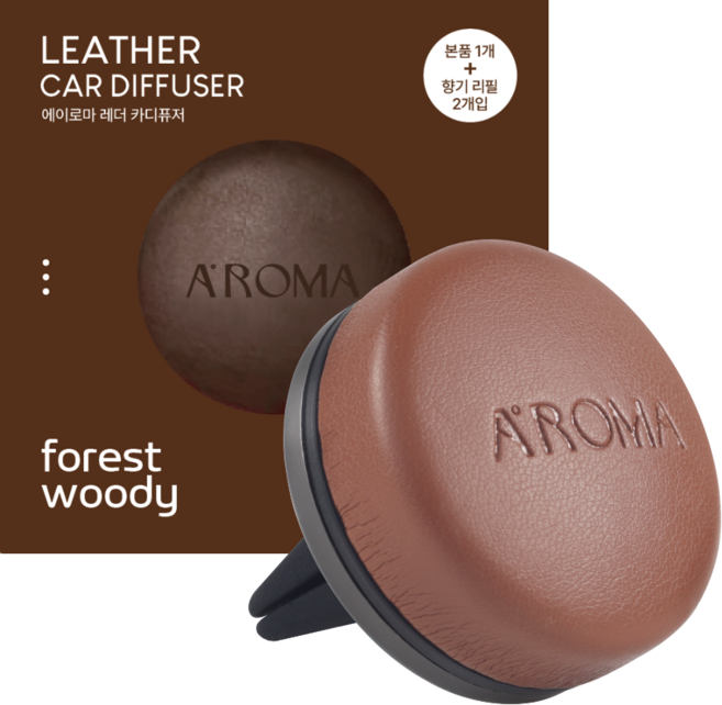 에이로마 레더 카디퓨저 송풍구형 차량용방향제 포레스트우디 향, 1개, 포레스트 우디