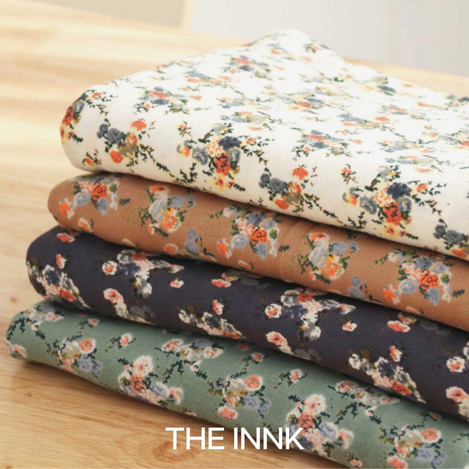 더잉크 다이마루 면 린넨 원단, 플로리 브라운, 1개