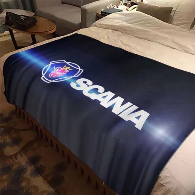 자동차 쿨 시트 통풍 커버 카 보호 매트 스카니아 트럭 로고 프린트 플란넬 담요 멋진 경량 부드러운 양털 침대보 소파 캠핑 여행 [호환], 100cm by 150cm, 7, 1개
