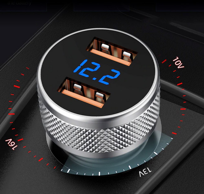 셀브로 전압표시 듀얼 USB 충전기(퀄컴3.0) 차량용 시거잭 핸드폰 고속충전 볼트게이지, 02_USB+USB