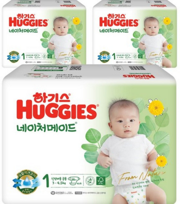 하기스 NEW 네이처메이드 밴드형 기저귀 아동공용, 1단계, 198매