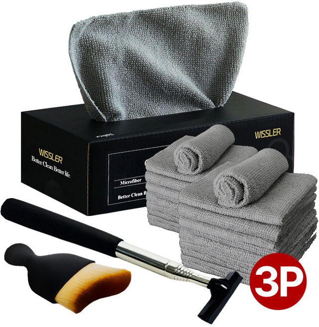 위슬러 2세대 실내 차량 청소 3종 극세사타월 초미세모브러쉬 사이드미러 스퀴지 세차 키트, WSL1007-A, 1개