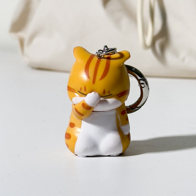 에버피크 생각하는 고양이 열쇠고리 키링 키홀더 에어팟 고리, 1개, 오렌지고양이