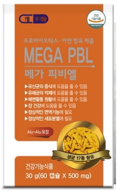 뉴 프로바이오틱스 메가 피비엘 60캡슐 미국 유산균, 60정, 1개