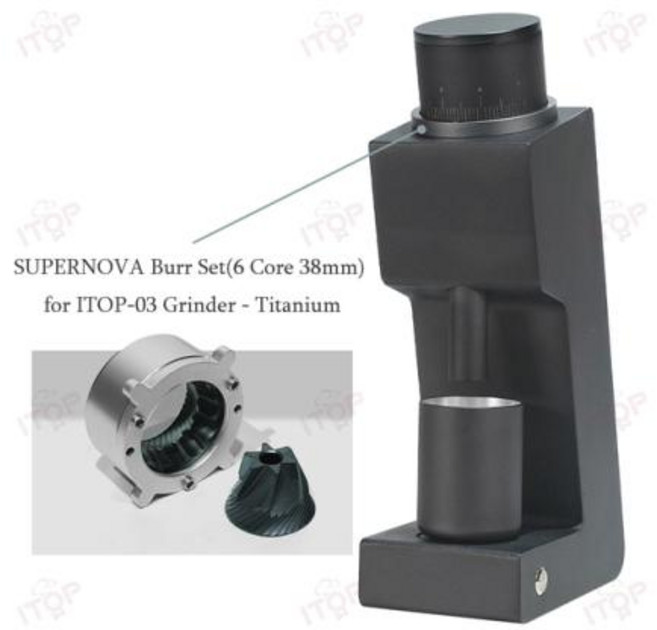 그라인더 연마기 ITOP 03 전기 커피 6 코어 38mm 버 가정용 콩 밀러 VS3 에스프레소 필터용, 없음, 31) Black  220240V 5060HzUK