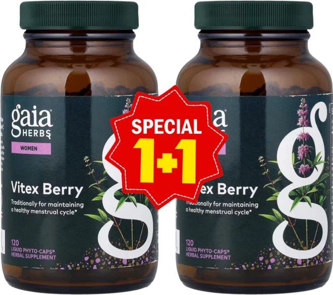 1+1 가이아 허브 여성용 바이텍스 베리 리퀴드 파이토 캡스 1000mg 120정 유기농체이스트나무베리추출물 / 해외직구 미국정품, 2개 - 쿠팡