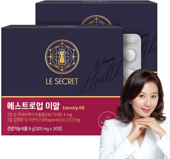 [무료배송/오늘출발] 르시크릿 에스트로업 이알 루바브 여성갱년기 집중 케어, 2박스, 30정