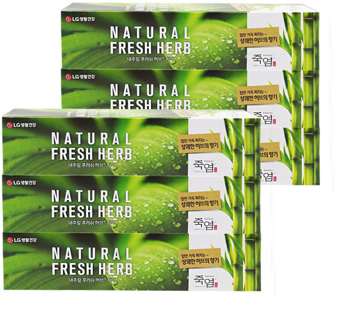 죽염 내추럴 후레쉬 허브 치약, 6개, 160g