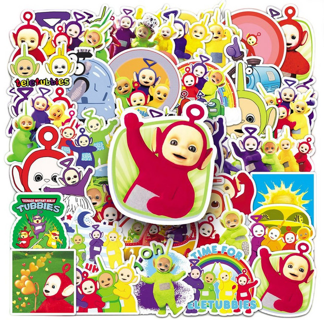 애니메이션 방수 스티커 50장 다꾸 다이어리 꾸미기 스케이드보드, 50개, 텔레토비