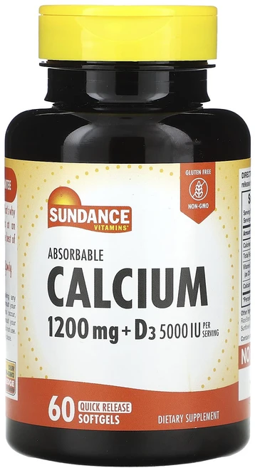 Sundance Vitamins 흡수성 칼슘 + D3 빠른 방출 소프트젤 60정, SundanceVitamins흡수성칼슘D3빠른방출소프트, 1개 - 쿠팡