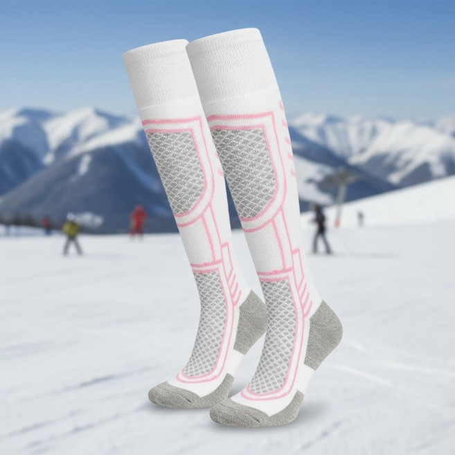 스내피 스키 스노우보드 양말, 2개, 화이트