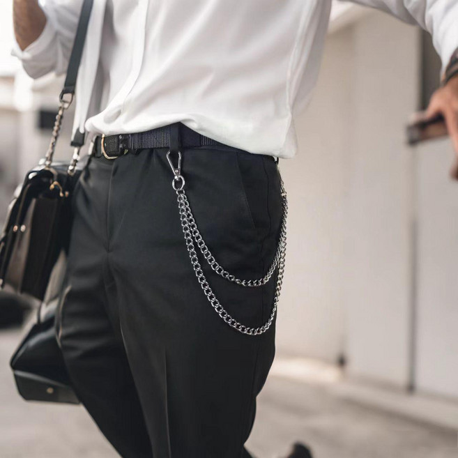 유니크 포인트 메탈 실버 바지장식 체인고리