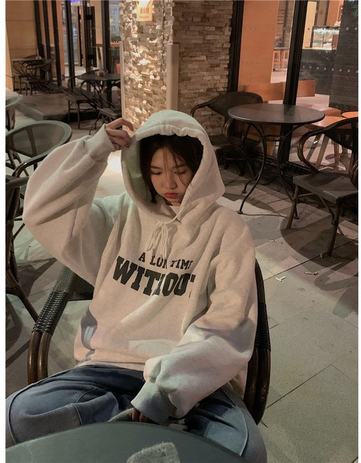 남녀공용 WITHOUT 기모 후드 티셔츠