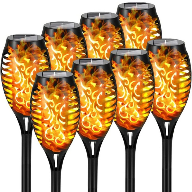 12LED 태양광 조명 정원 야외용 장식 마당용 방수 횃불 할로윈 조경등 야외, 발광 색상: 3. 8PCS