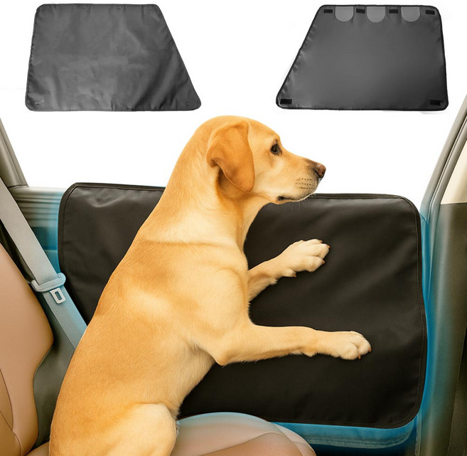 깔끔더하기 강아지 차량용 스크래치 방지 자동차 도어커버, 2개 1세트, 블랙
