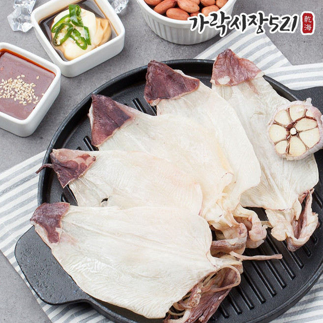 가락시장521 부드럽고 촉촉한 반건조 한치 특대 5-7미 AAA급 마른 건한치 한치구이, 1개, 250g