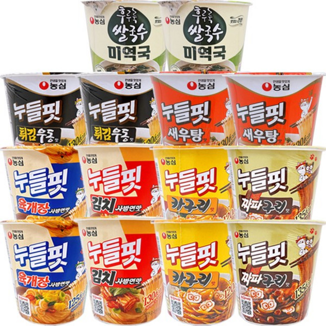 농심 누들핏 7종 2개씩 (김치사발면+육개장+짜파구리+카구리+새우탕+튀김우동+후루룩 쌀국수 미역국), 1박스