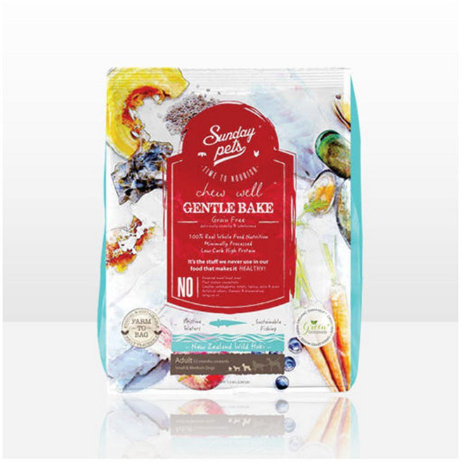덴탈껌 증정 선데이펫 젠틀베이크 오븐베이크 그레인프리 글루텐프리 LID 강아지사료, 흰살생선, 1.3kg, 1개