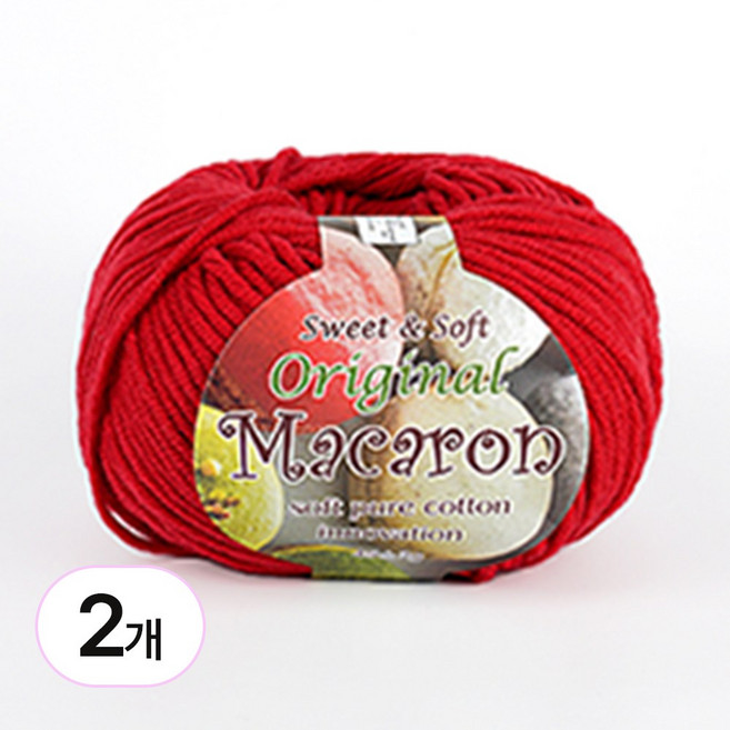 바토니팅 마카롱실 2P 마카롱 뜨개실 털실, 019 레드, 2개