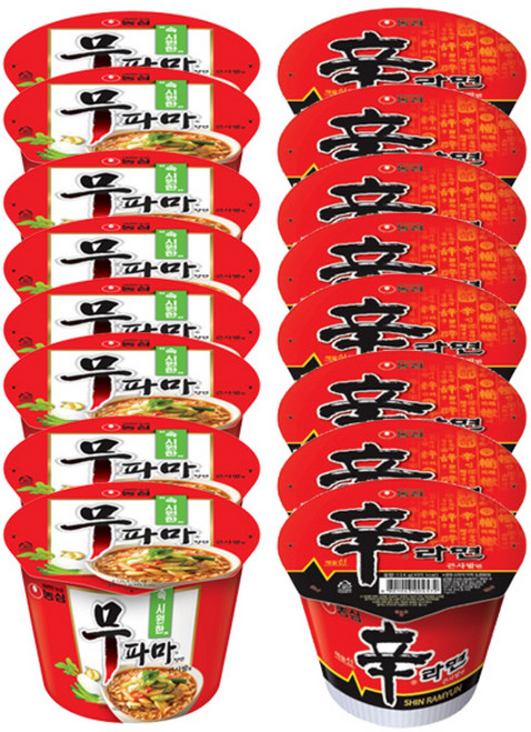 농심 무파마탕면 큰사발 112g x 8개+신라면 114g 8개, 16개